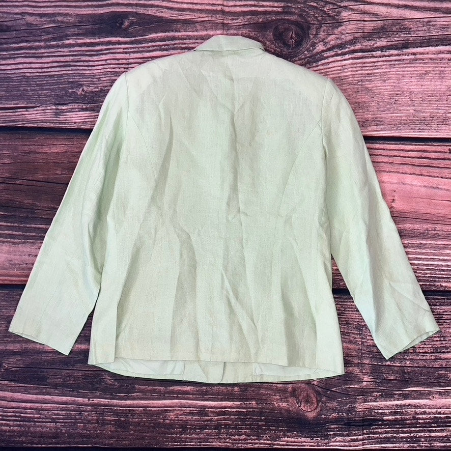 Talbots Women's Size 8 Vintage Irish Linen Blazer Green Petite