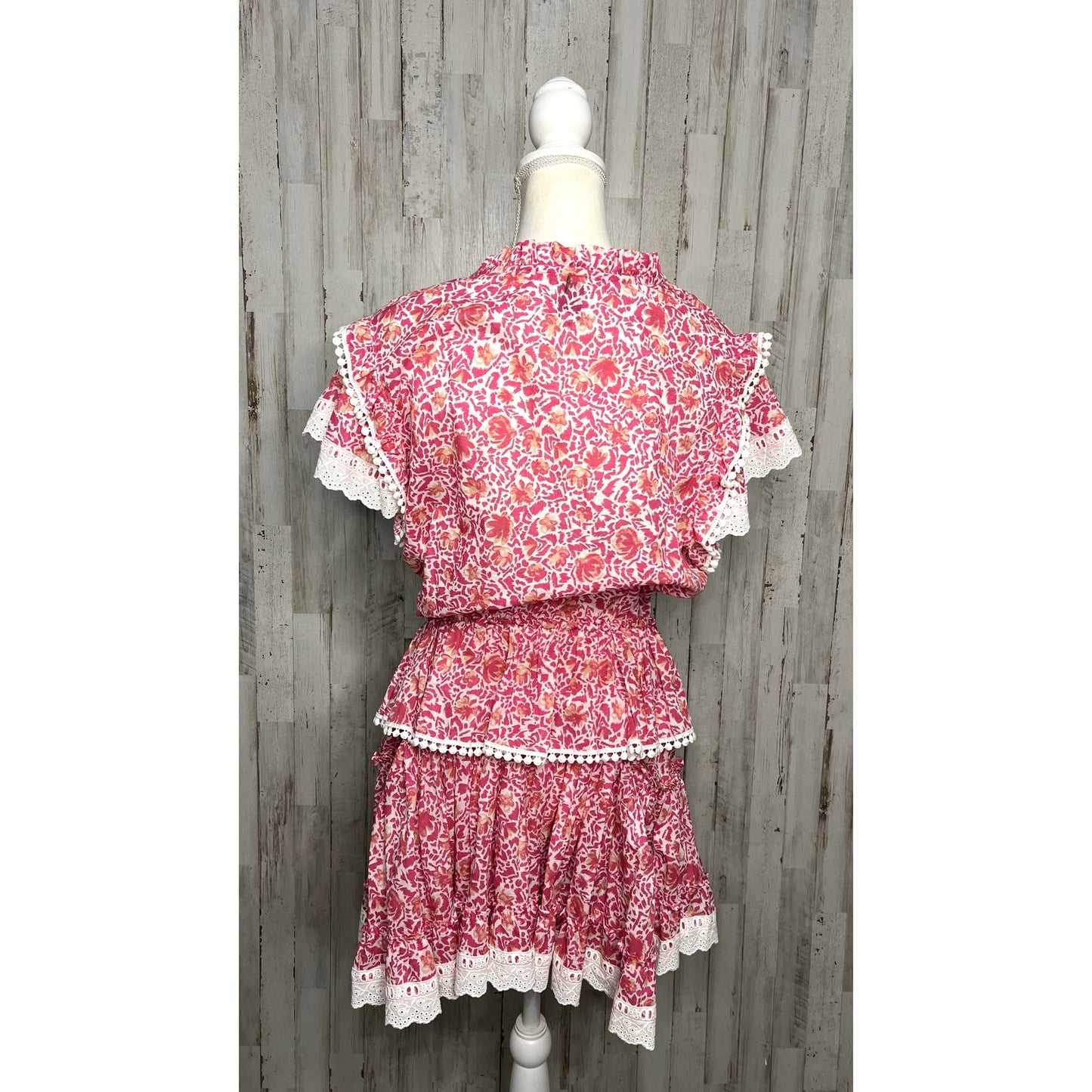 MISA Los Angeles Lilian Dress Large  Pink Floral Knee Length Party Dress