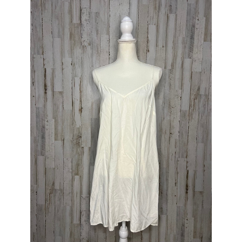 Anthropologie Women's Medium White Slip Dress Sleeveless Adjustable Straps