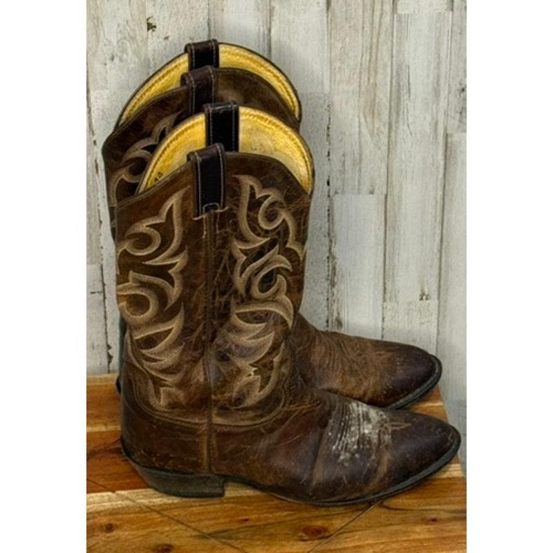 Justin Men's Western Cowboy Boots Brown Leather Size 10.5 D