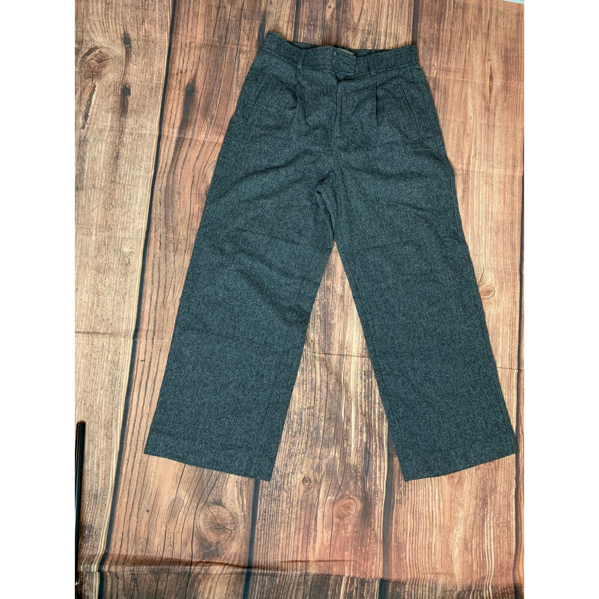 Everlane Pants Womens Size 12 Gray Herringbone High Rise Pleated Straight