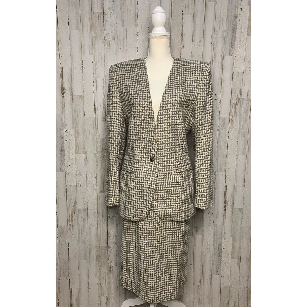 Ashley Brooke Women's Vintage Houndstooth Skirt Suit Size 10 Tall