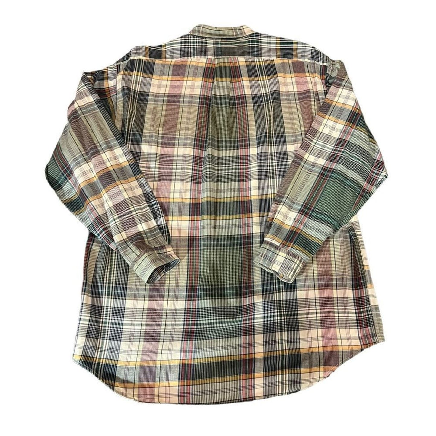 Ralph Lauren Men's Green / Cream Plaid Button Down Shirt Size Large