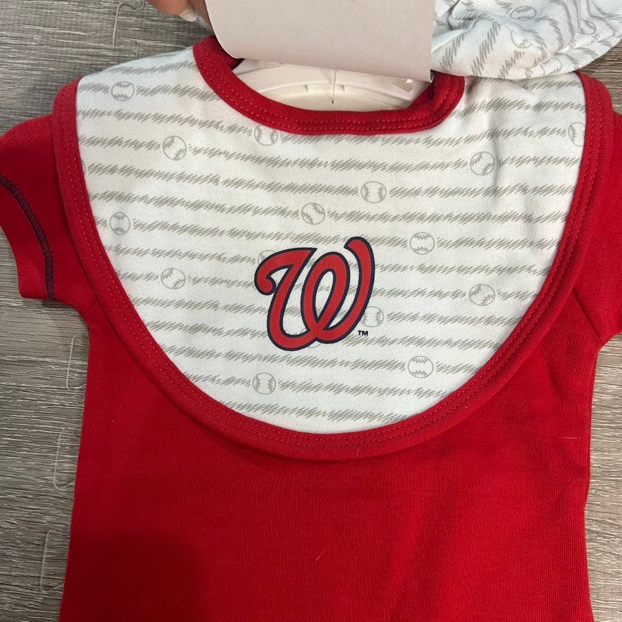 NWT MLB Washington Nationals Infant Bodysuit & Bib Set Red Unisex 6-9 Months