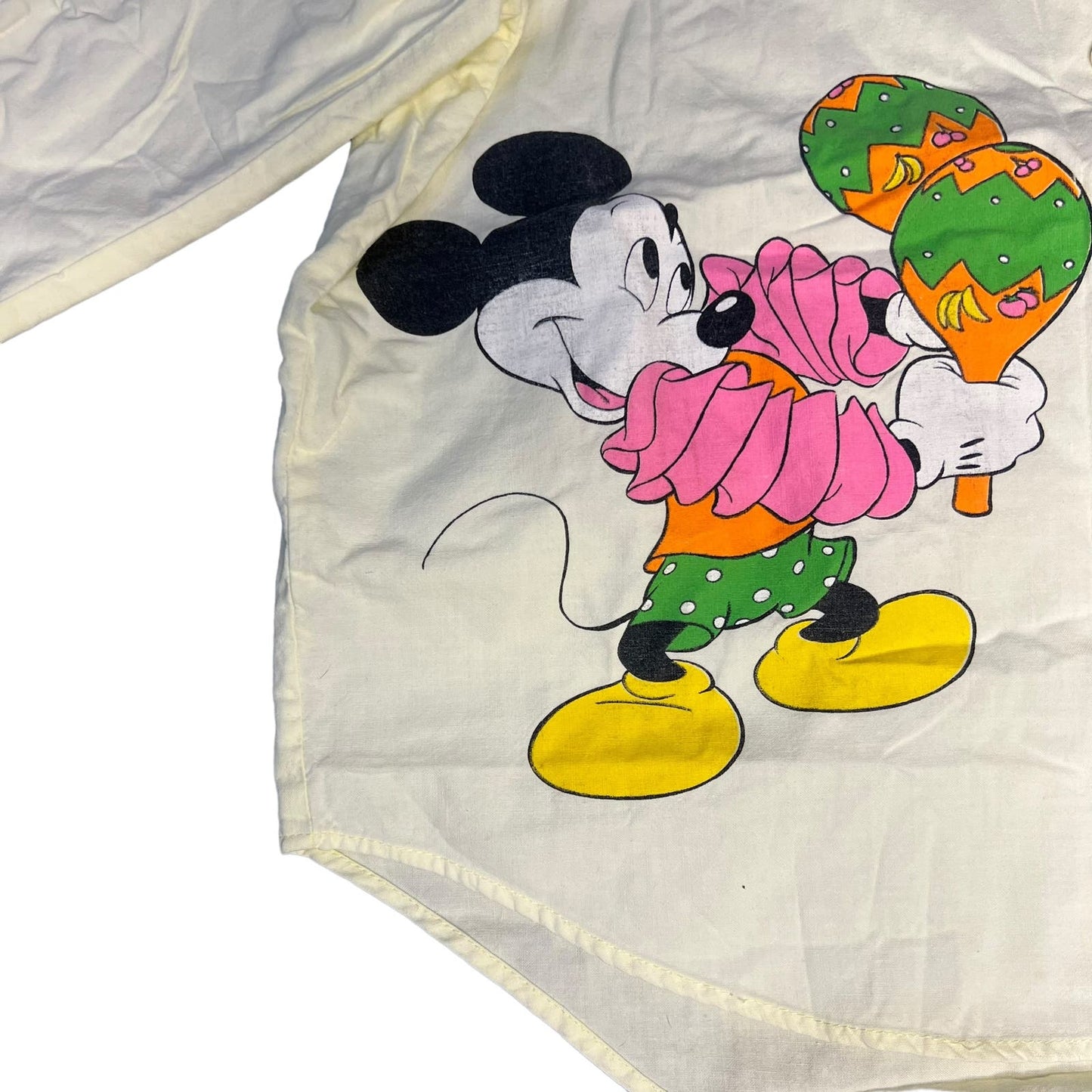 VINTAGE 80s SUPER RARE Disney Cinco De Mayo Fiesta White Button Down Women's Med