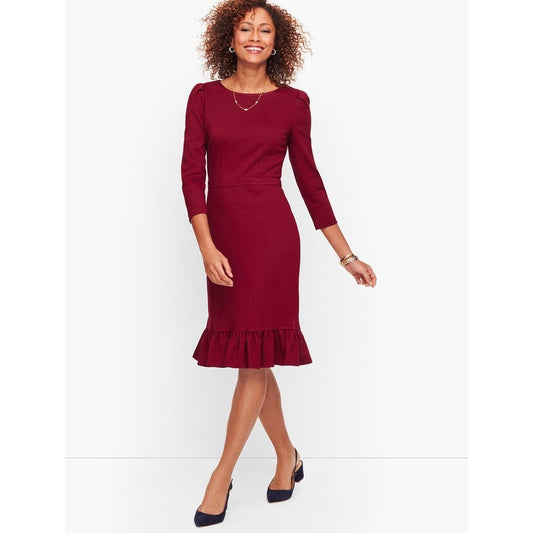 NWT Talbots Petite Burgundy Sheath Dress Size 8 Knee Length Business 3/4 Sleeve