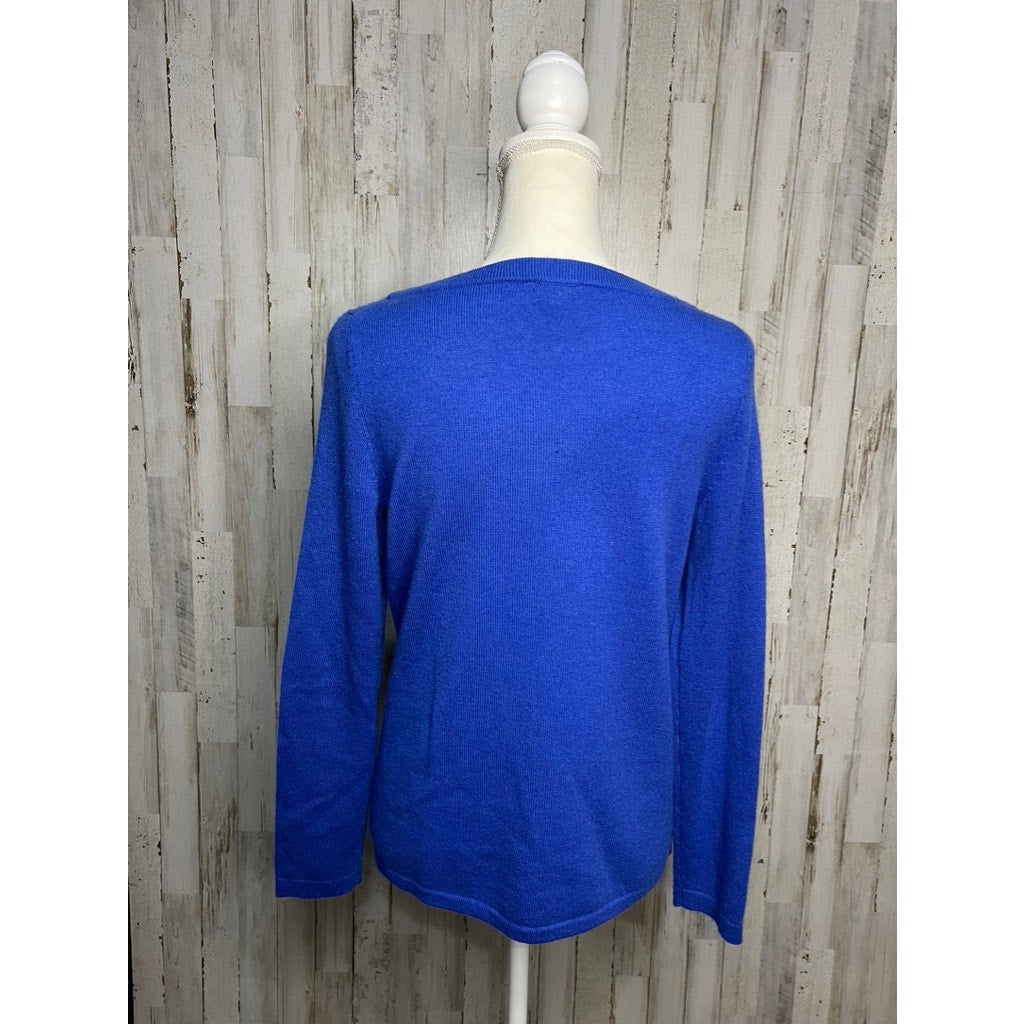 Talbots Women's Blue Cashmere Crewneck Sweater Size Small Long Sleeve