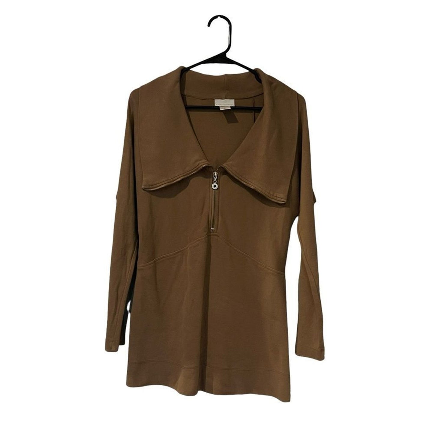 Soft Surroundings Tunic Pullover Sweatshirt Womens Small Brown Half Zip