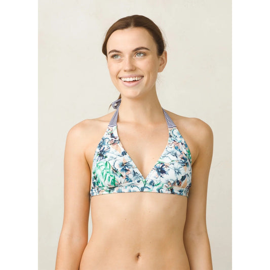 prAna Women's Halter Bikini Top Small Multicolor Floral Tropical Swimwear