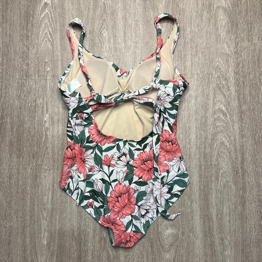 Kona Sol Women's Floral Twist-Front One-Piece Swimsuit Size Large