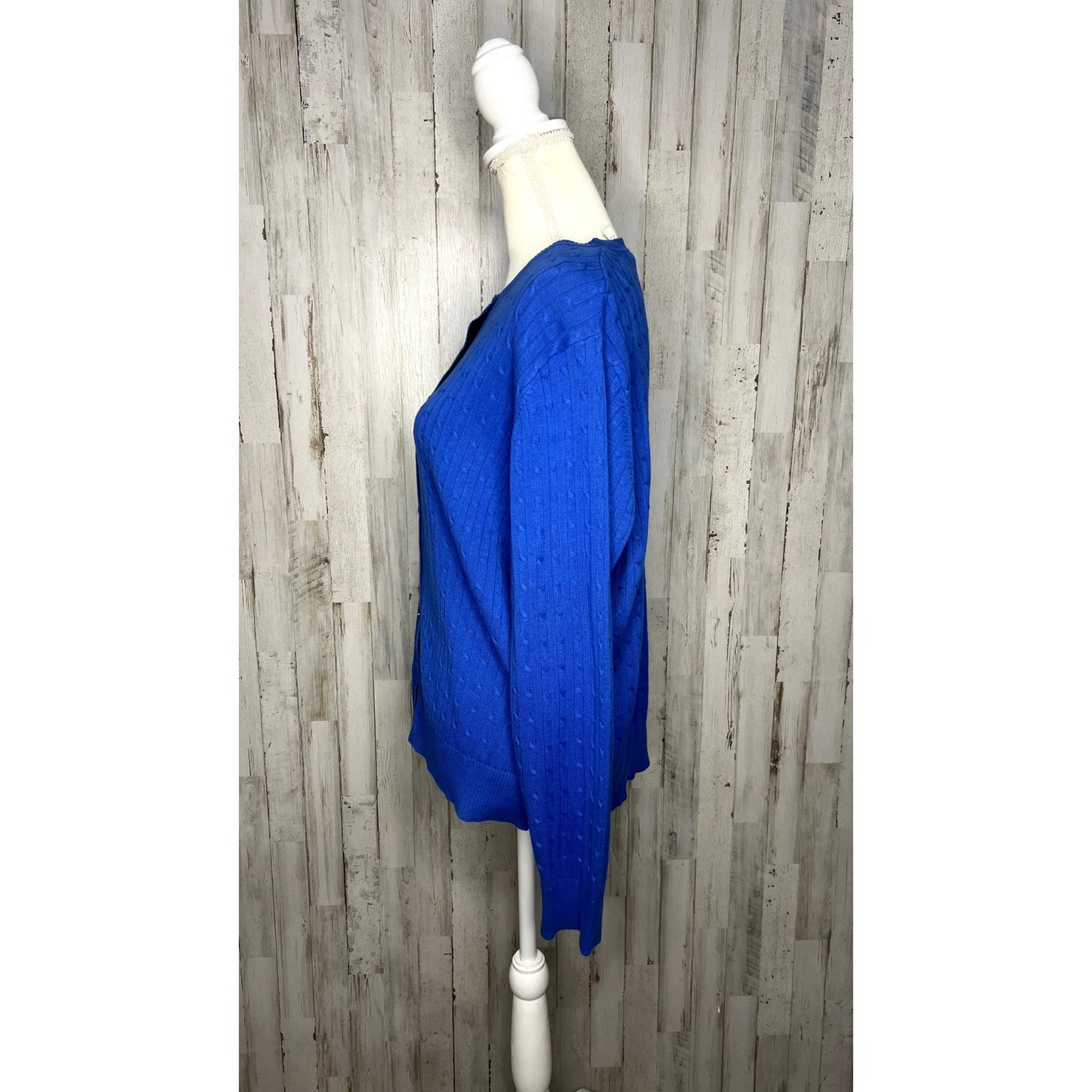 Kim Rogers Women's Blue Cardigan Sweater Size Large Button Front Long Sleeve