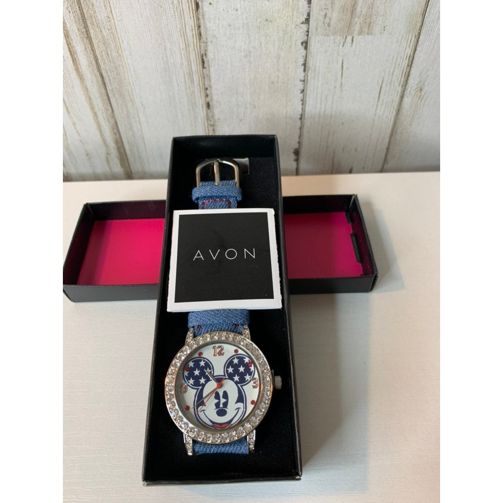 Disney Avon Americana Mickey Mouse Wristwatch Rhinestone