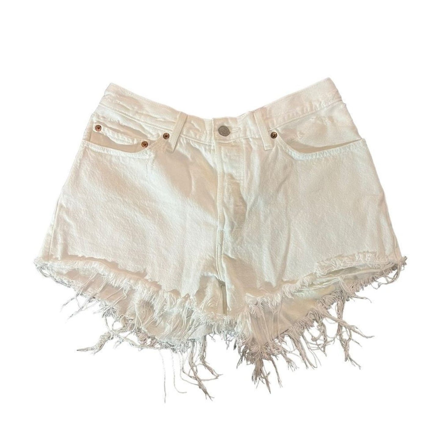 Levi's White Denim Shorts With Raw Hem / Frayed Ends Size 30