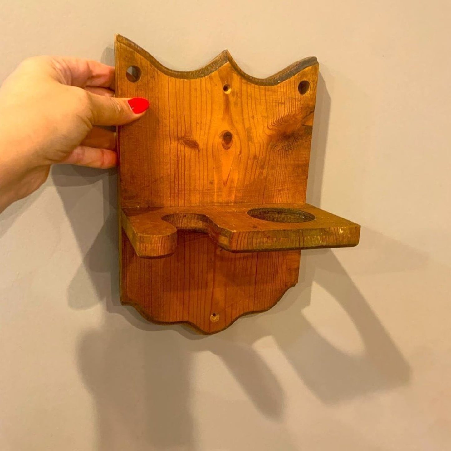 Solid Oak Wood Softball or Baseball Glove & Bat Wall Mount Holder