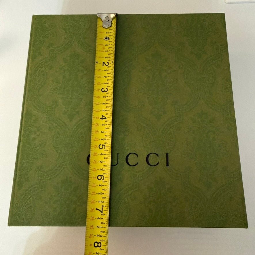 Gucci Gift Storage Box Empty Olive Green Embossed Magnetic Hinged