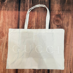 Gucci Tote Bag Large White Ivory Logo Print 22x16 Travel Beach Shopper