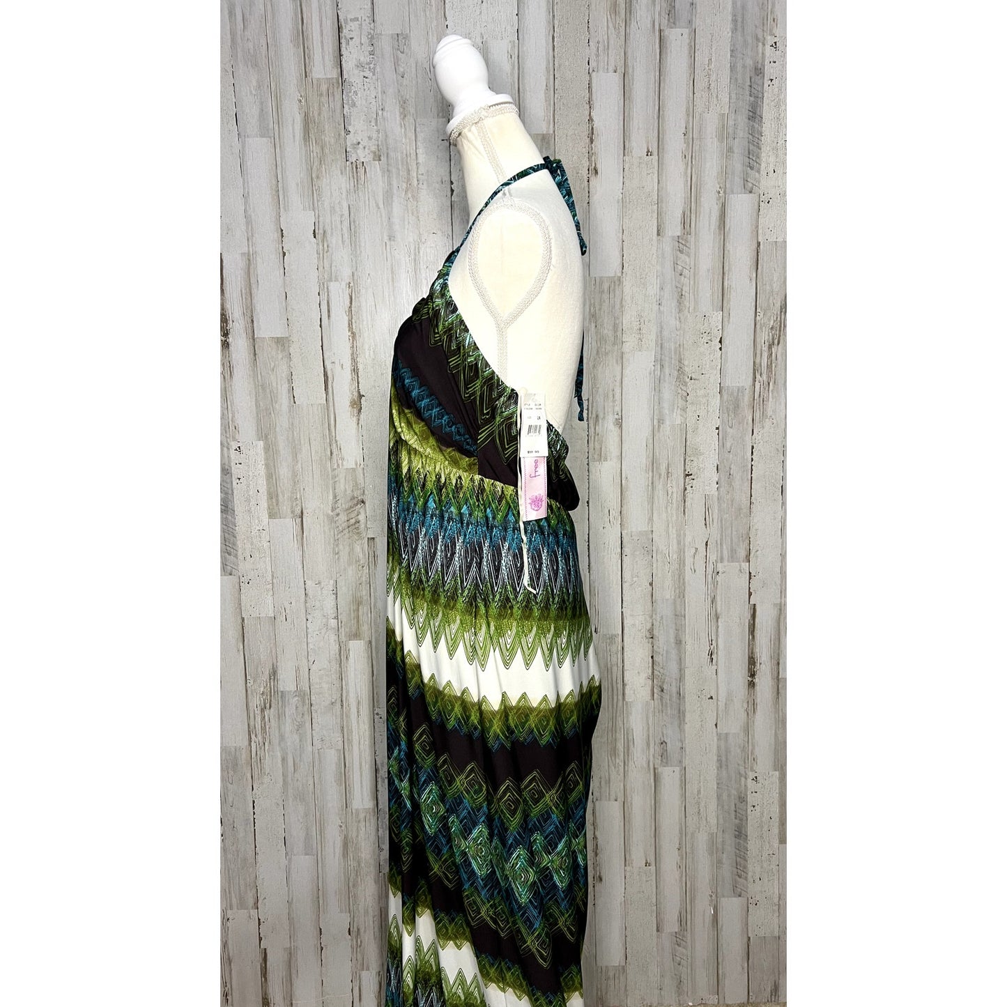 NWT Free 2 Luv Women's 2X Multicolor Geometric Maxi Dress Sleeveless