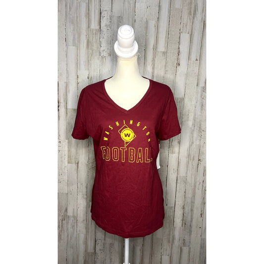 NWT Washington Football Team Women's Maroon V-Neck Tee Shirt Size Large