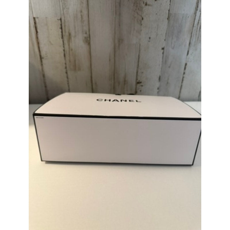 CHANEL White Origami Fold Gift Bag Black Ribbon Handles Boutique Packaging