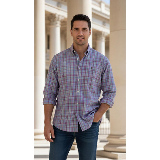 Ralph Lauren Shirt Mens XL Multicolor Plaid Classic Fit Button-Down Long