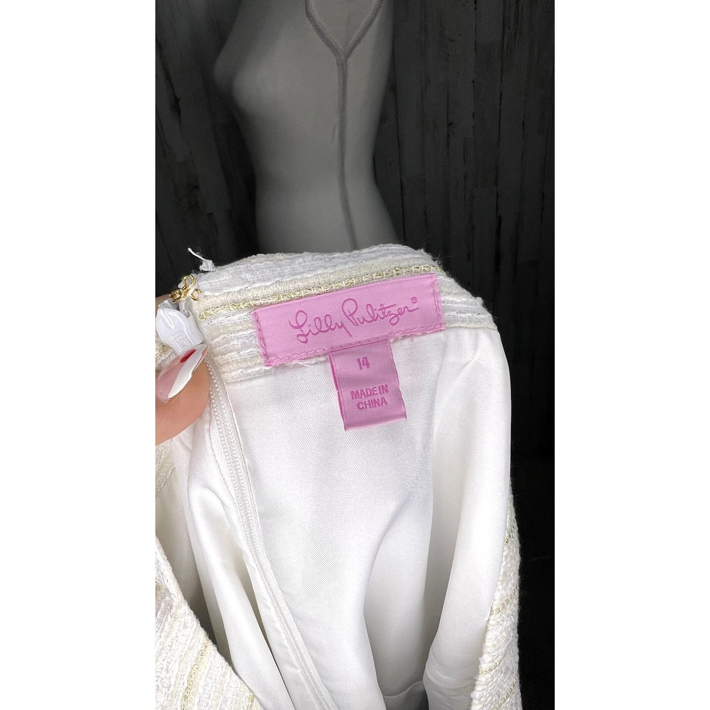 Lilly Pulitzer Adriana Shift Dress White Knee Length Party Size 14