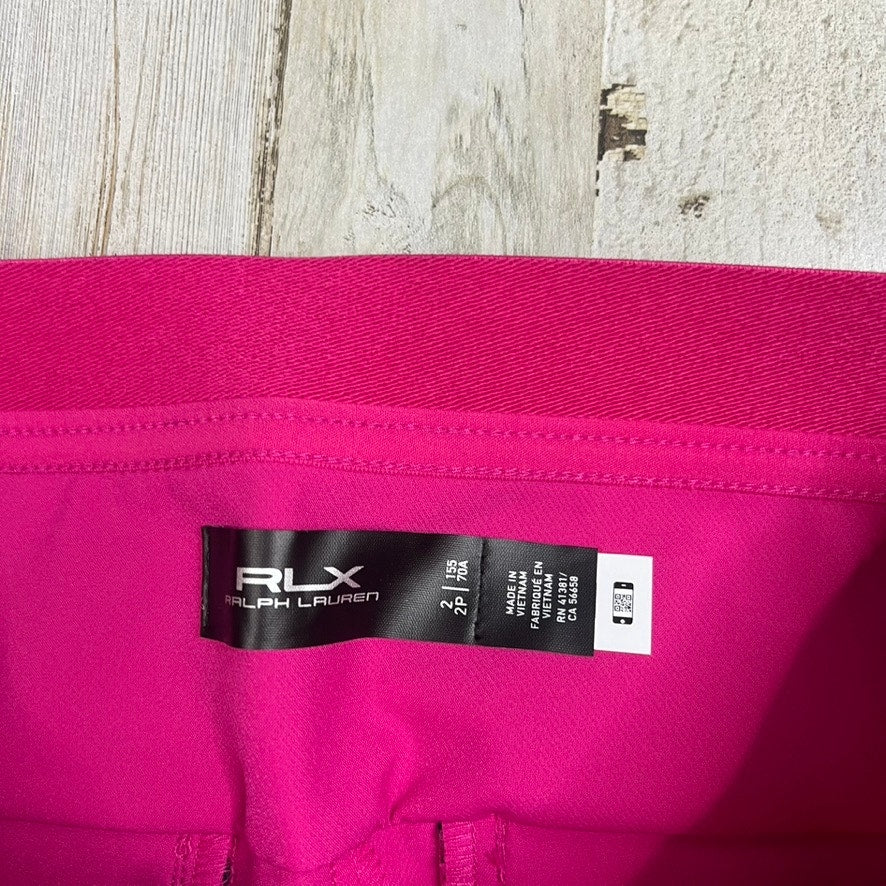 NWT RLX Ralph Lauren Womens Size 2 Bright Pink Stretch Twill Athletic Golf Pants