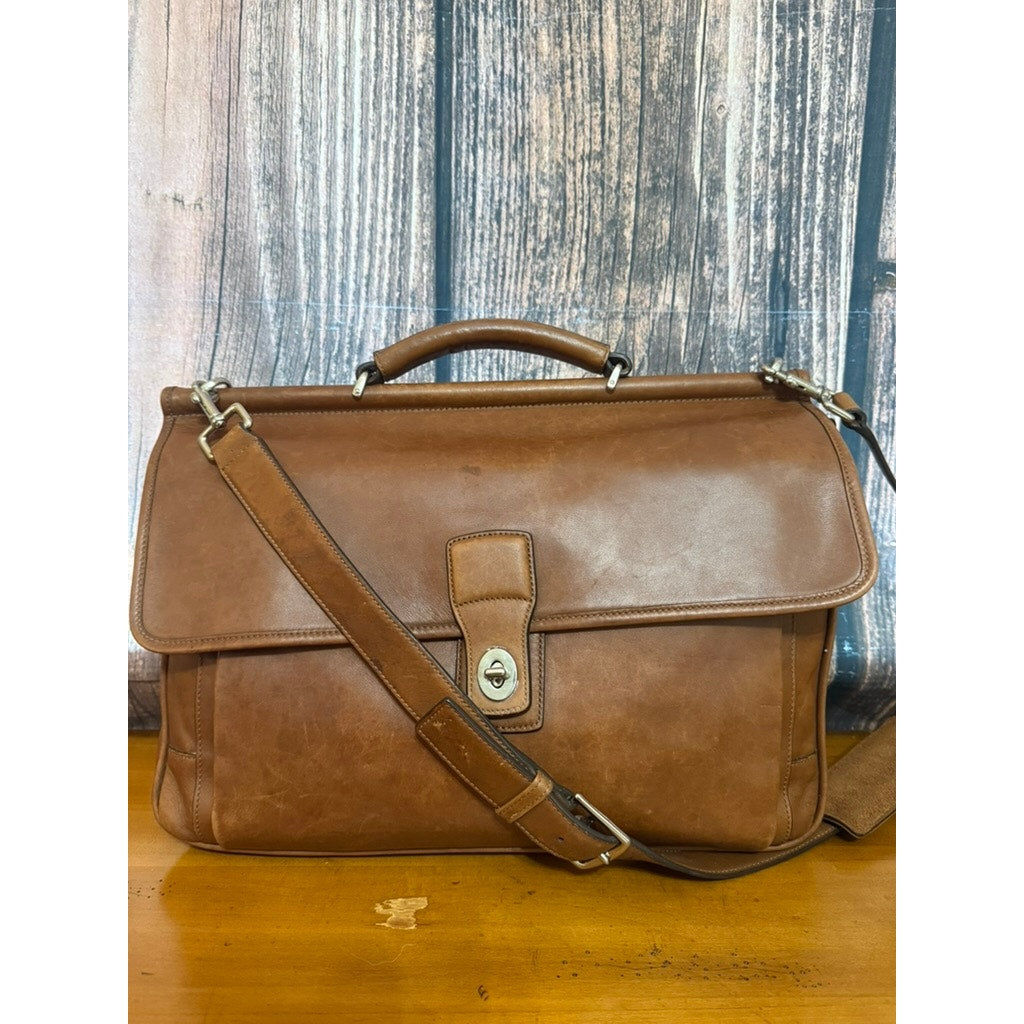 Vintage Coach Barclay Saddle Briefcase Brown Leather Unisex Bag