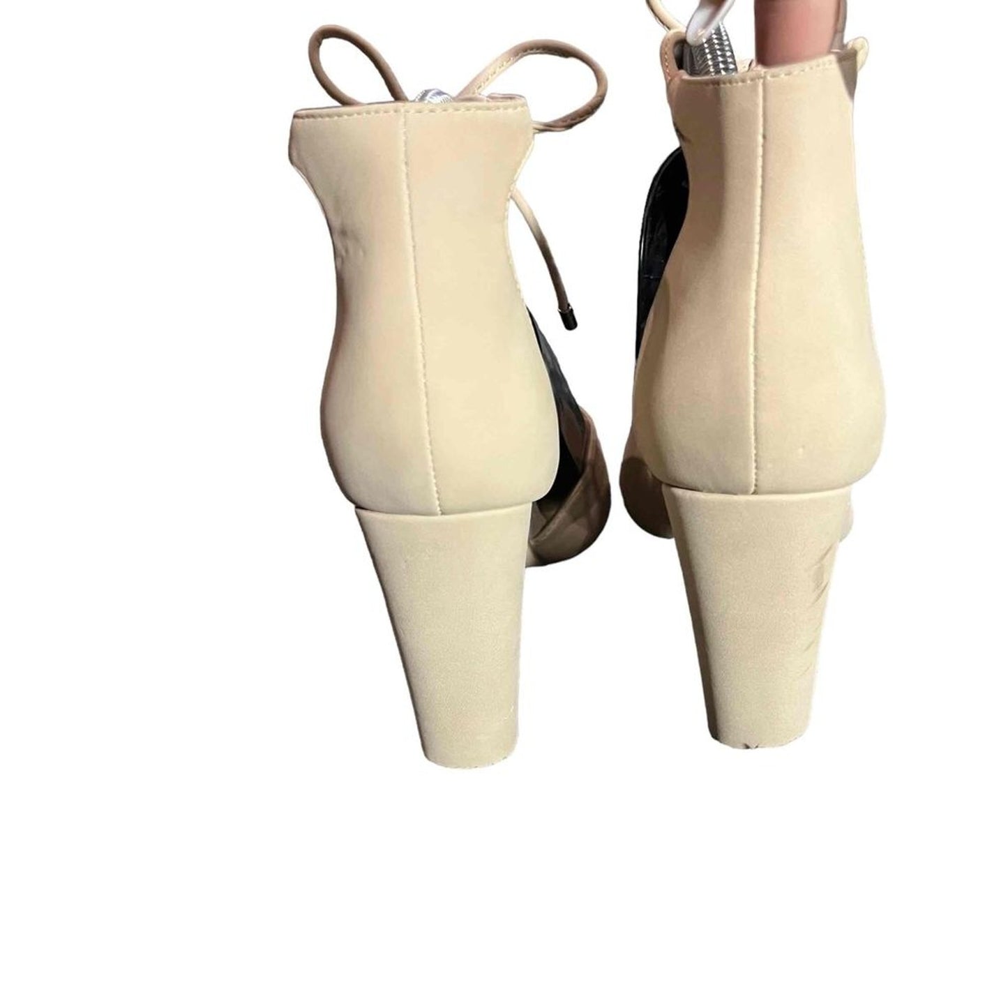 Womens D'Orsay Pumps Beige Pointed Toe Ankle Wrap Size 10M
