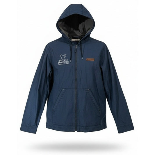 Columbia Big Sky Brewing Hooded Full Zip Windbreaker Jacket Navy Mens Large
