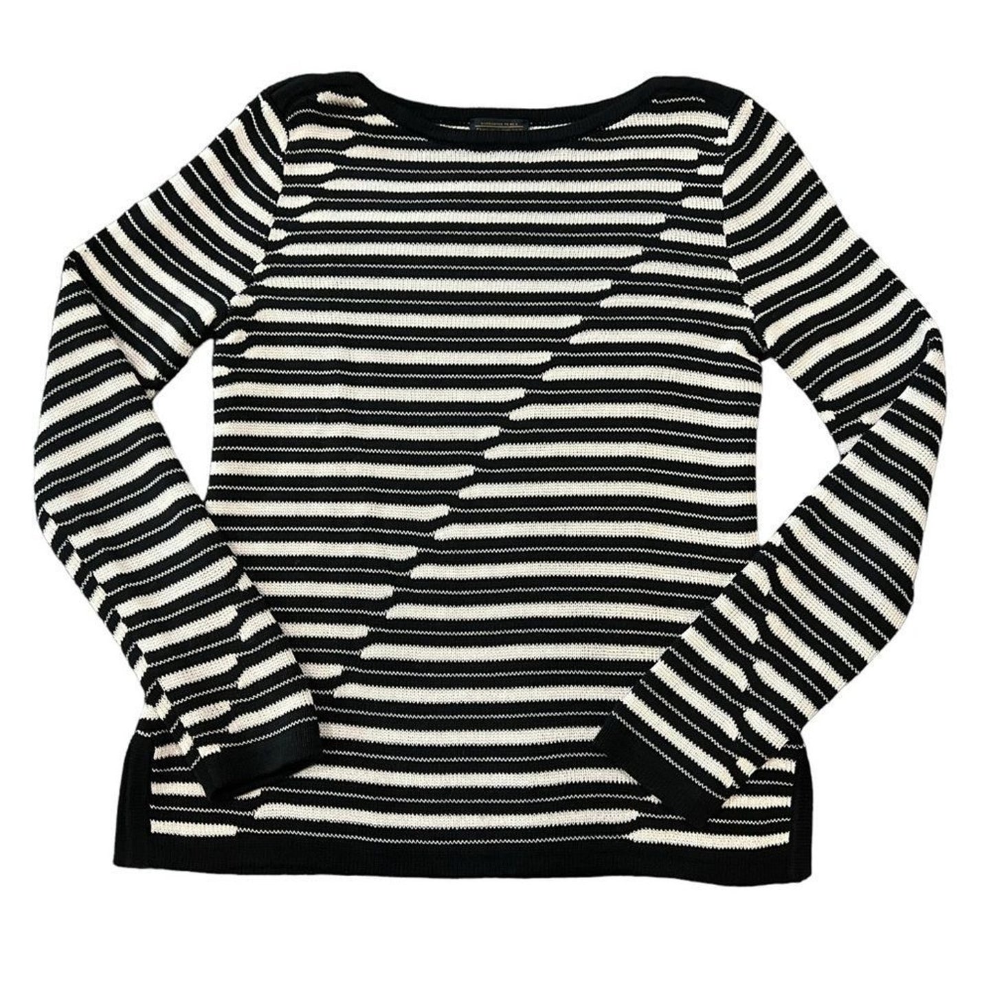 Pendleton Sweater Womens Size Medium Black & White Striped Knit Pullover Boat
