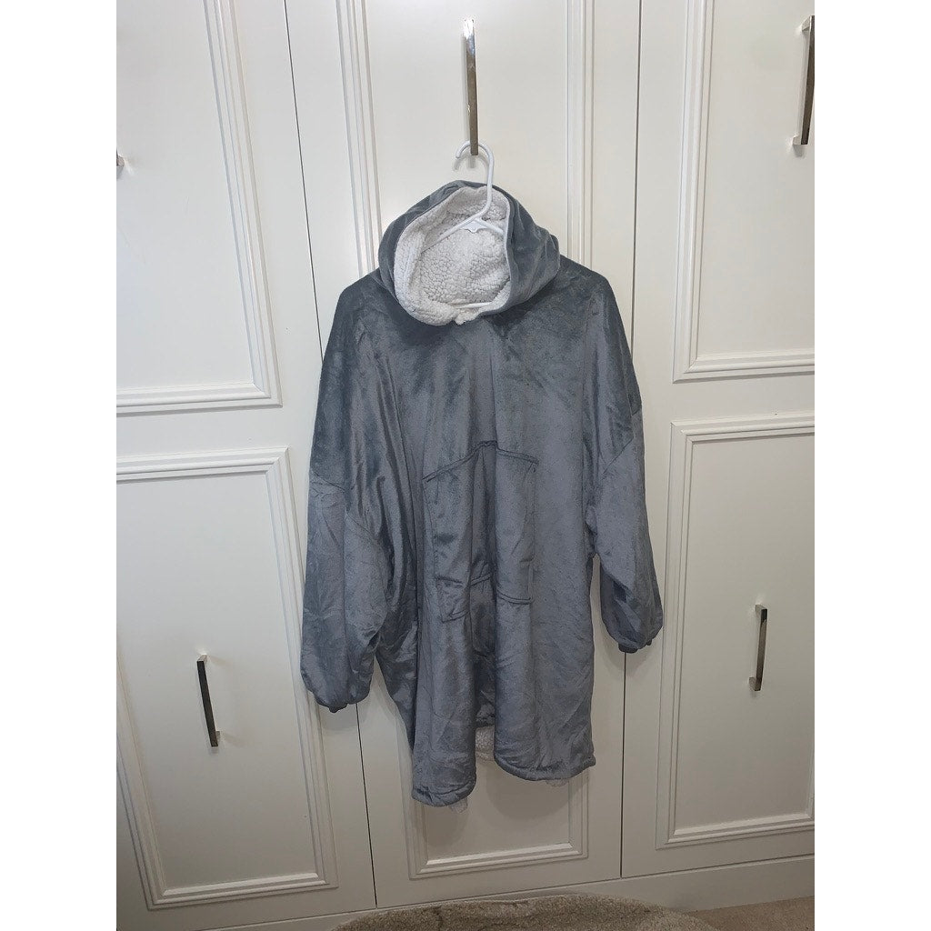 Unbranded Wearable Blanket Hoodie Unisex One Size Gray Sherpa Robe