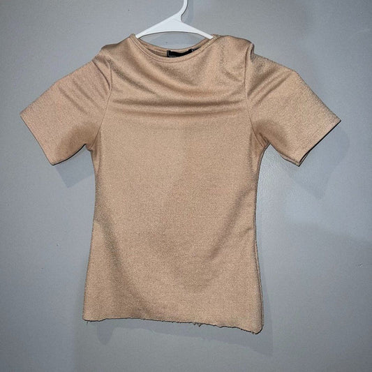 Pretty Little Thing Tan Fitted Top Size 2