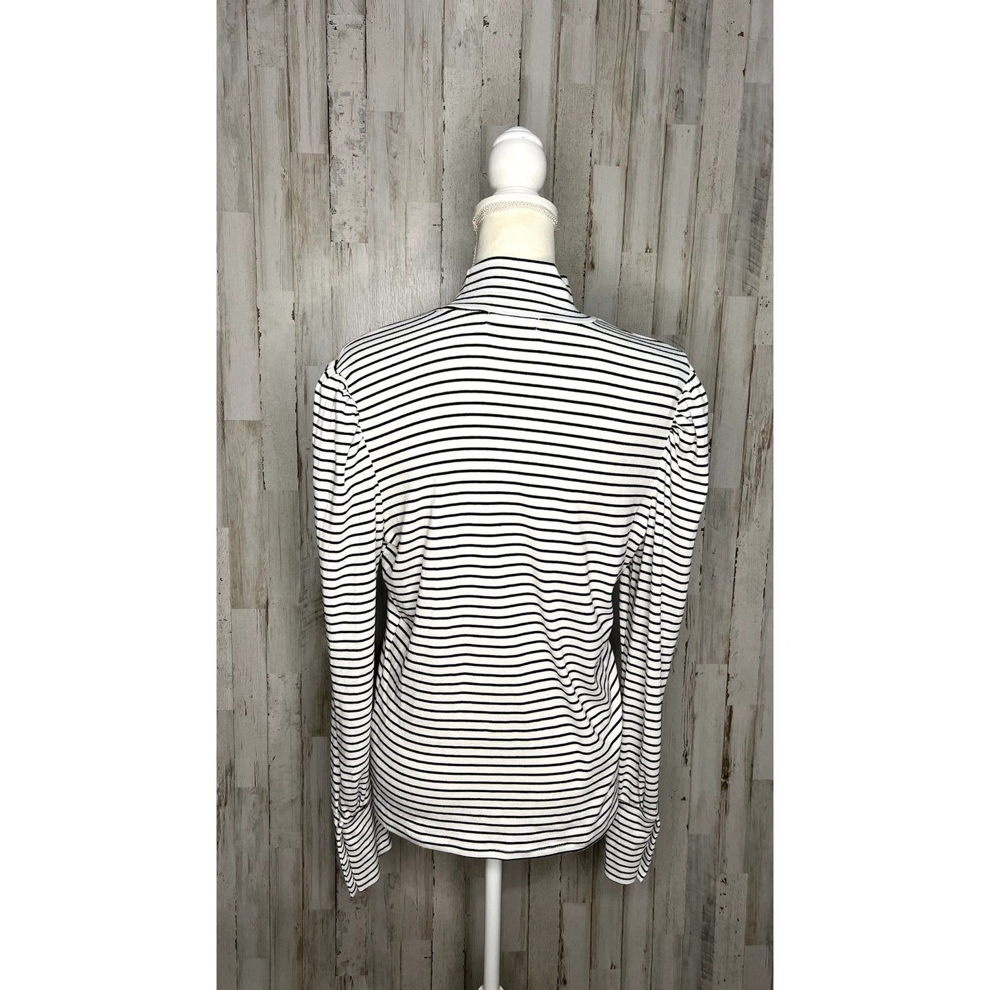 Draper James RSVP Women's Striped Mock Turtleneck Shirt White Large