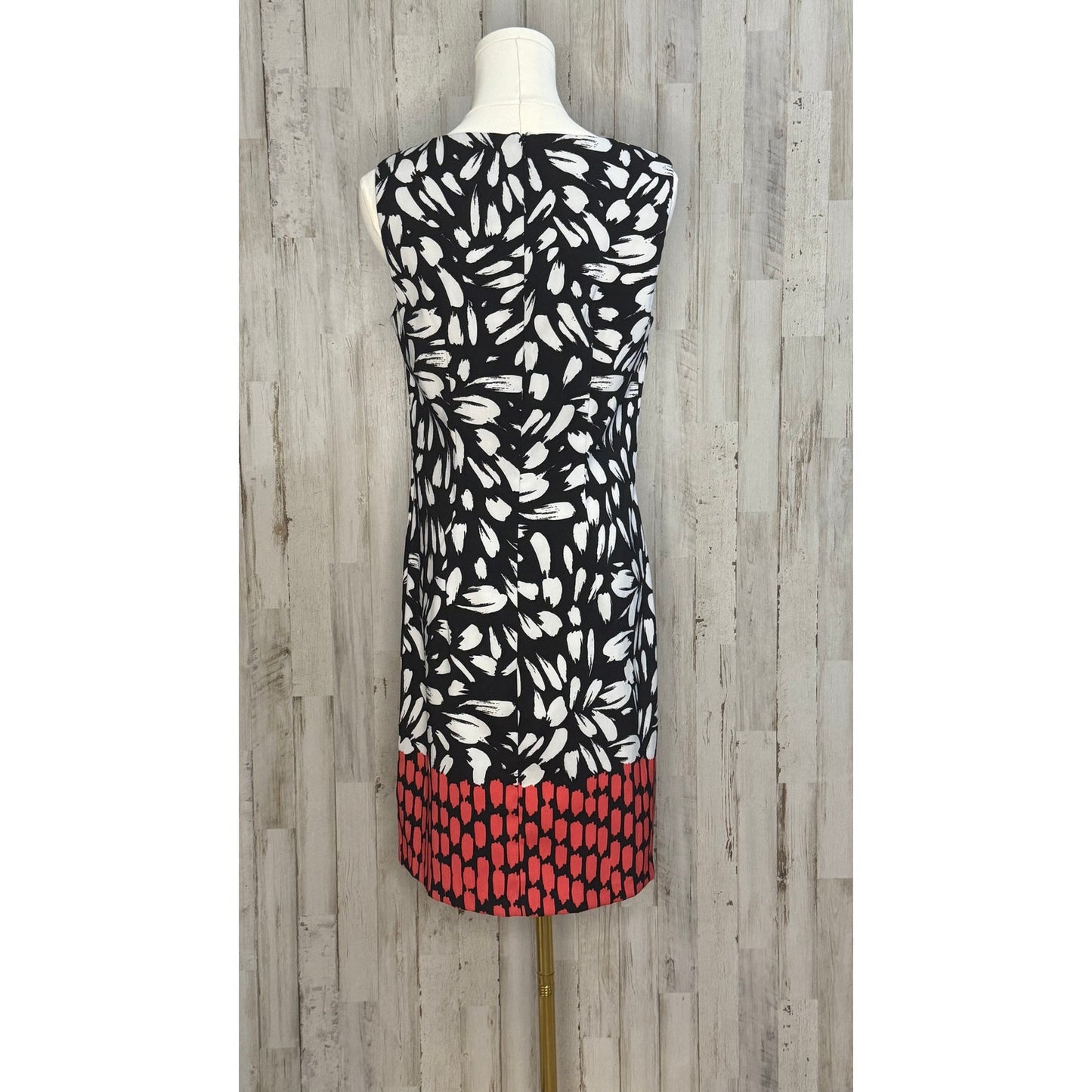 Alyx Women's Size 6 Sleeveless Sheath Dress Black/Red Geometric