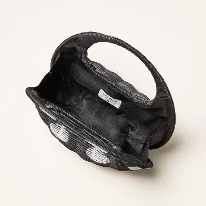 NWT Kate Spade x Target Polka Dot Wicker Crescent Saddle Bag Black/White