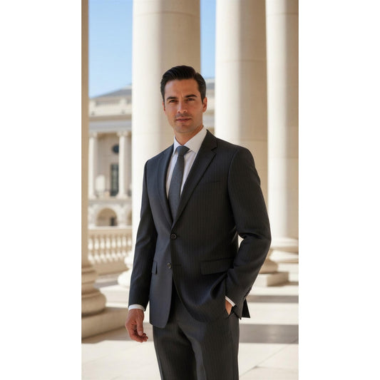 Jos. A. Bank Men's Black Pinstripe Wool Suit Jacket Size 42L 2-Button