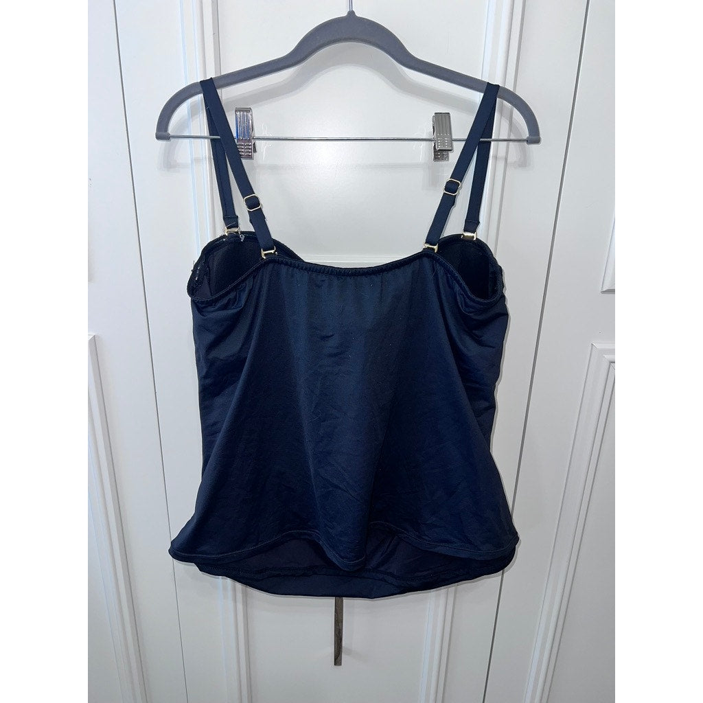 La Blanca Women's Black Bandeau Twist Tankini Top Size 14W