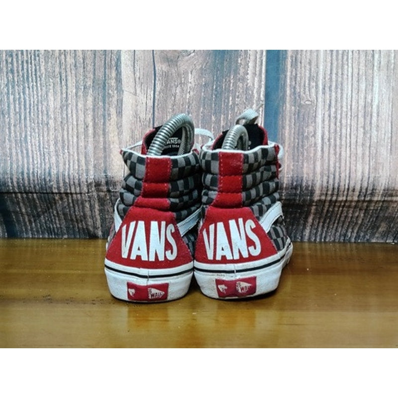 Vans Sk8-Hi Kids High Top Red/Gray Checkerboard Size 3Y