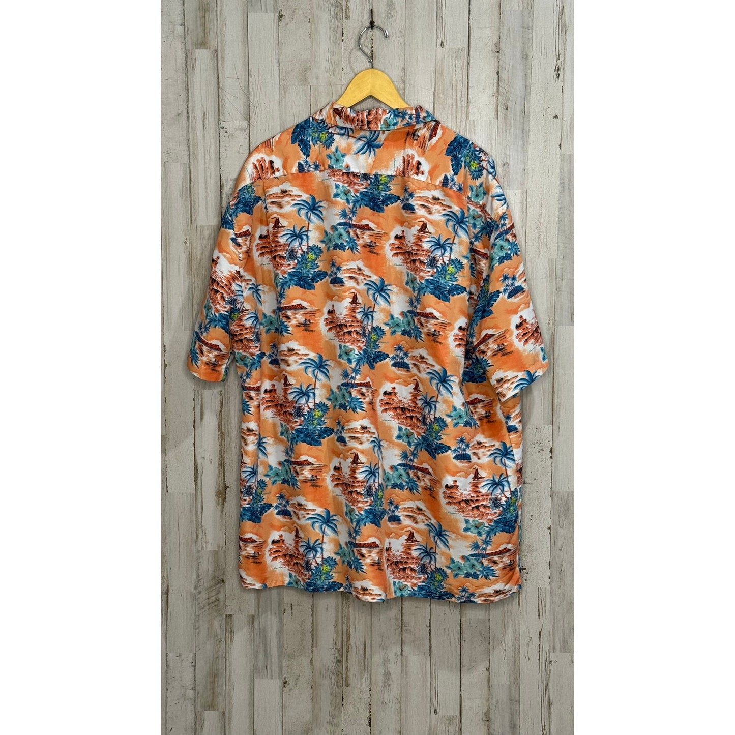 Tropical Storm Men's 3XL Hawaiian Shirt Orange Blue Beach Print Casual