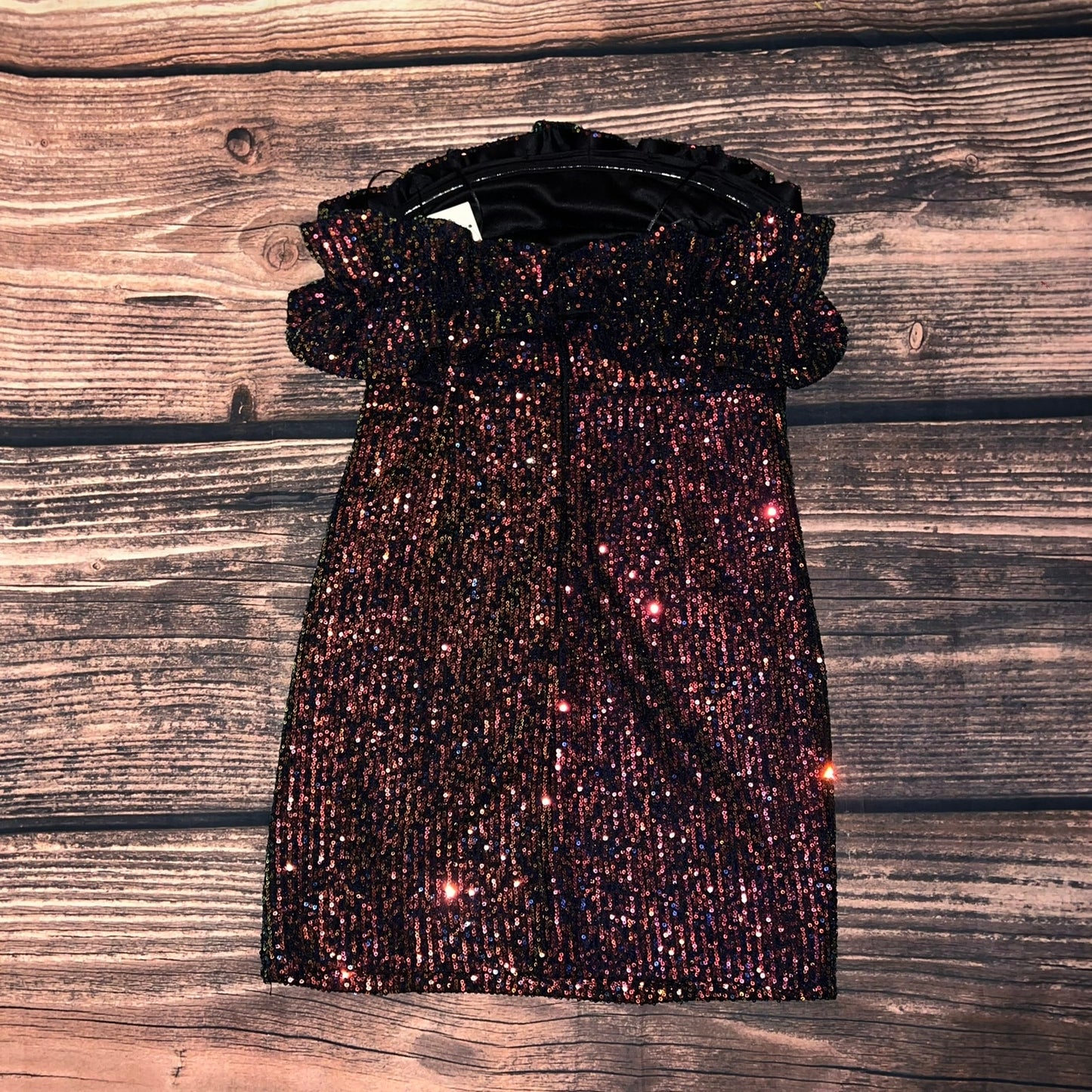 Thirty Thirty LA Women's Strapless Sequin Mini Dress Ruffle Top Size Large