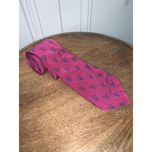 Lauren Ralph Lauren Men's Pink Lobster Silk Tie Animal Print