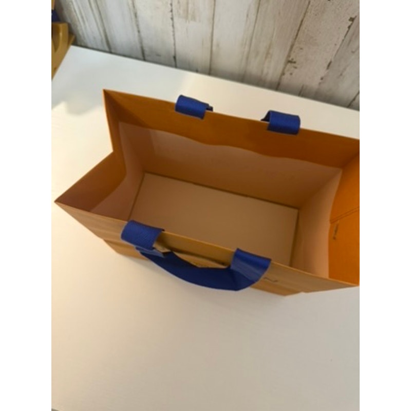 Louis Vuitton Shopping Bag Orange Gift Tote Blue Ribbon Handles