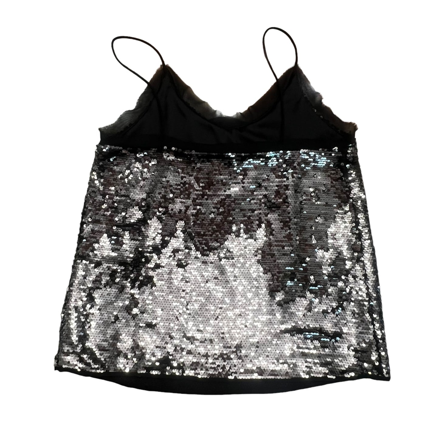 NWT WD.NY Glitz Black Sequin V-Neck Cami Top Women's Size Medium