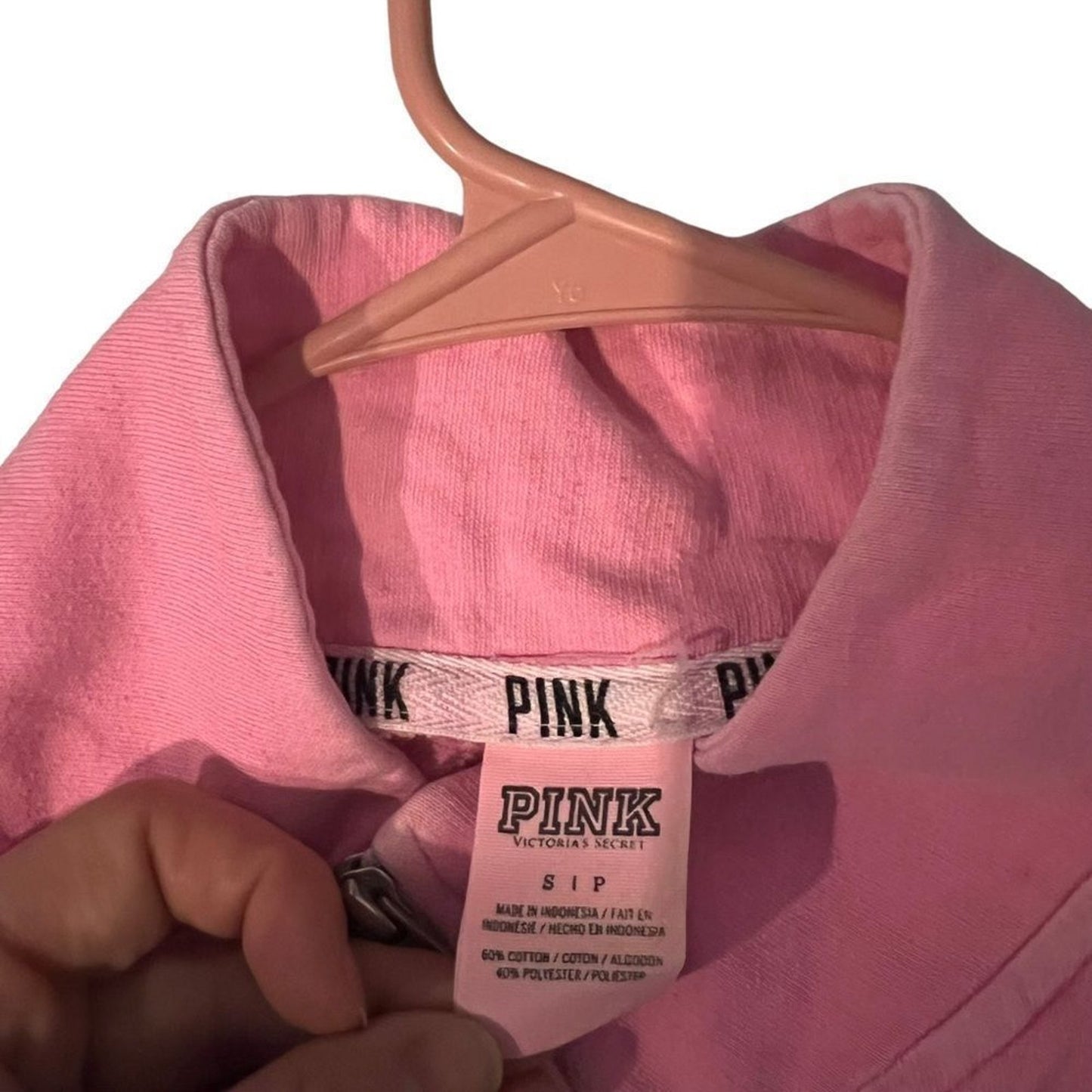 PINK Victoria's Secret Pullover Sweatshirt Womens Size Small Pink 1/4 Zip Logo