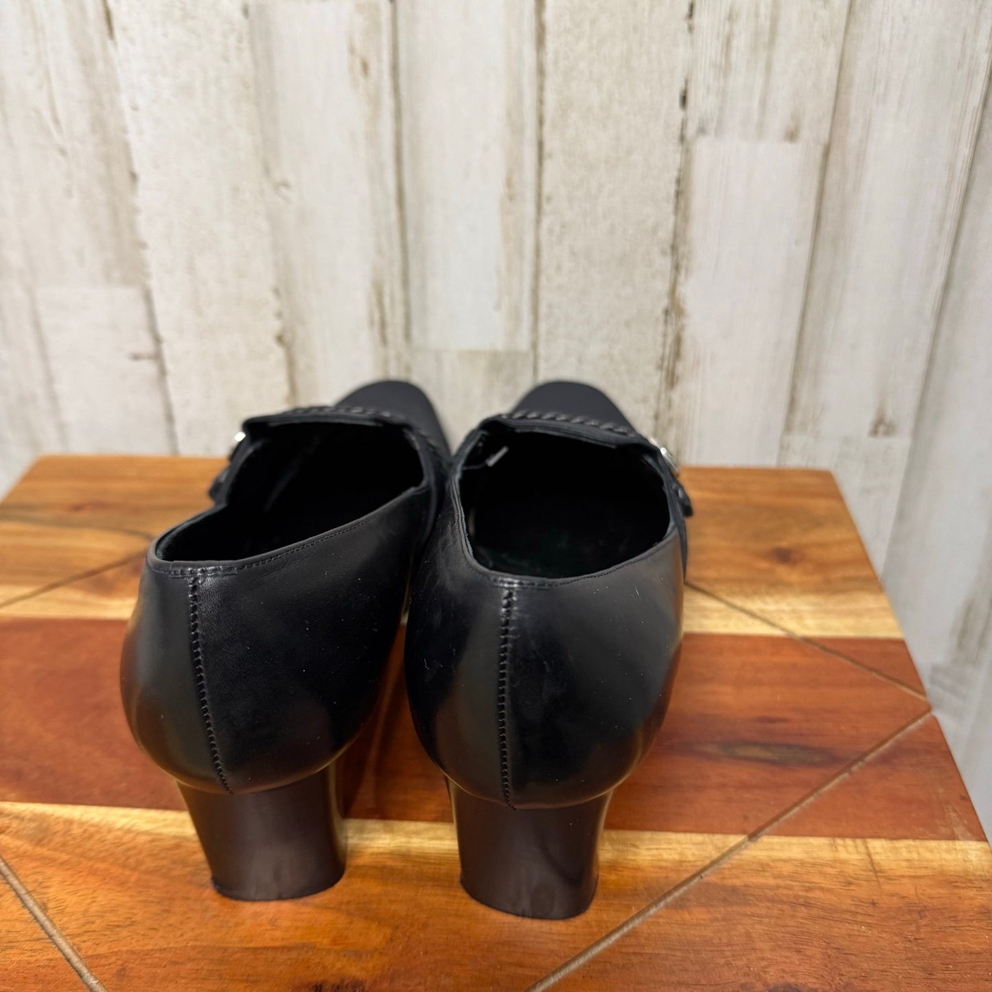 NWT Brighton Women's Quincy Block Heels Black Size 7.5 Braided Detail