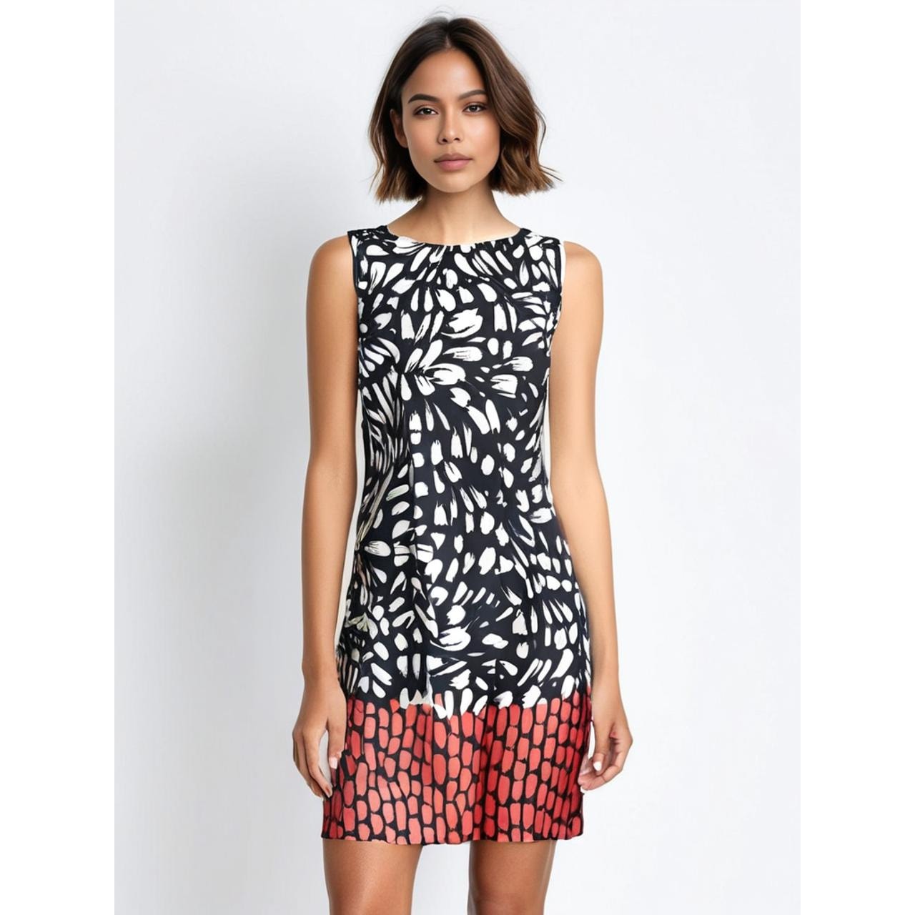 Alyx Women's Size 6 Sleeveless Sheath Dress Black/Red Geometric
