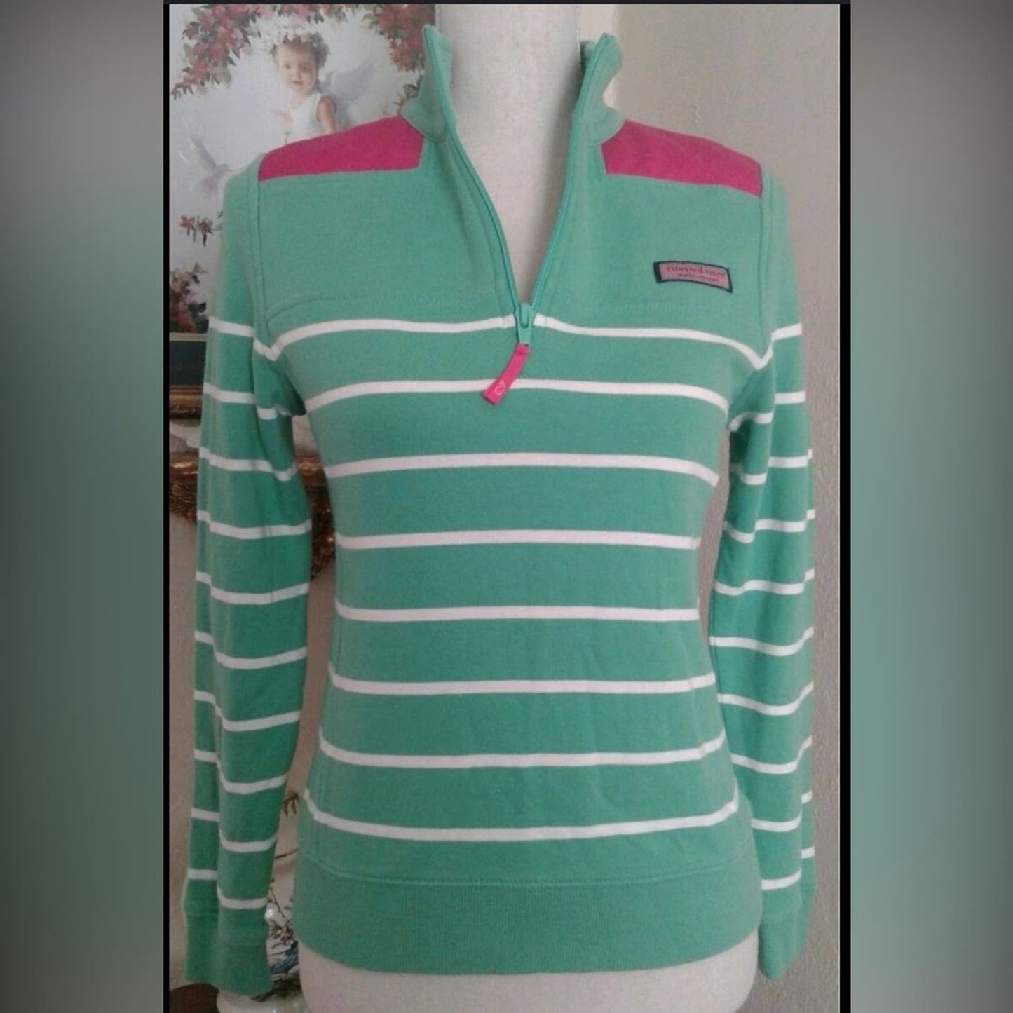 Vineyard Vines Shep Shirt Women’s Small Striped 1/4 Zip Pullover