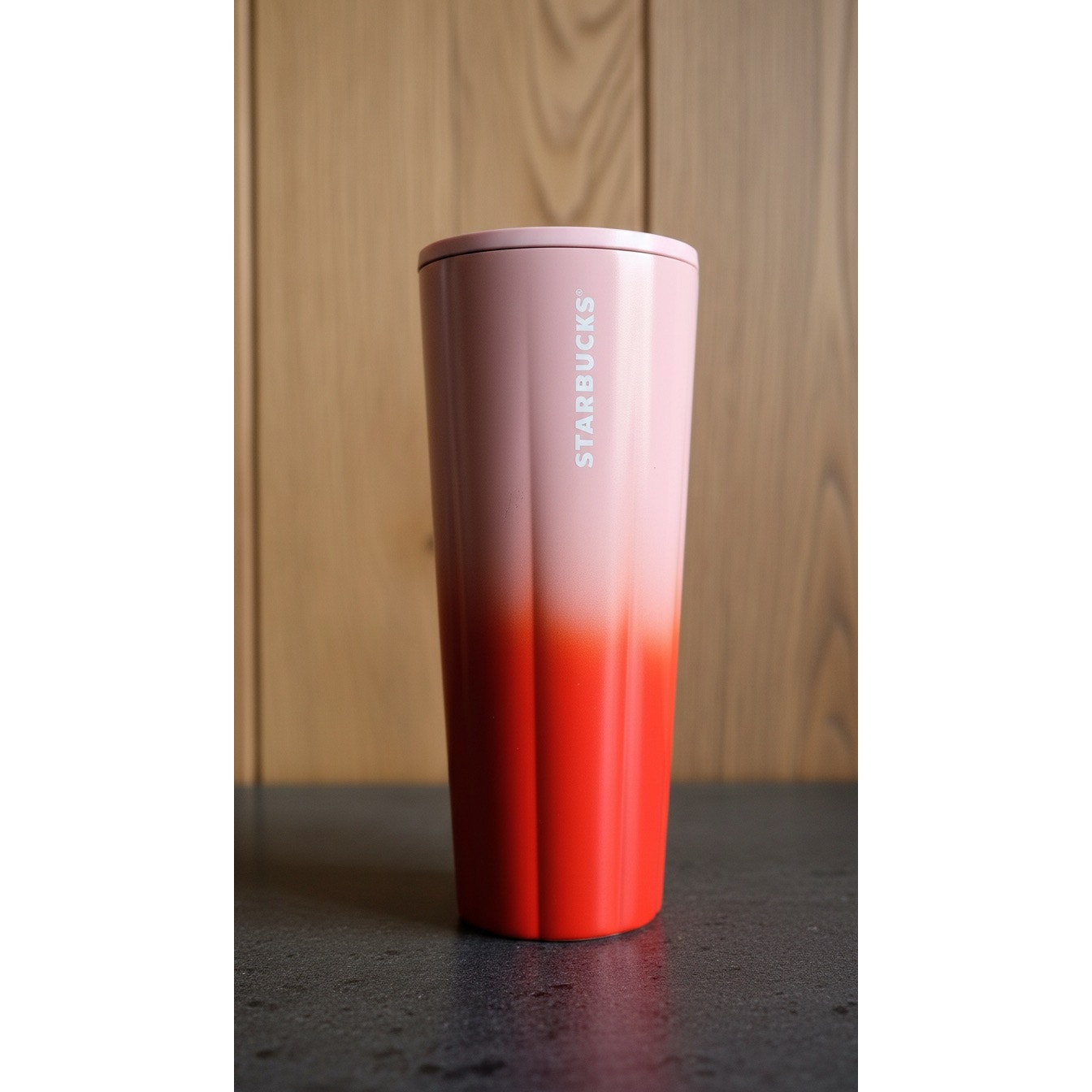 Starbucks Tumbler Pink to Red Gradient w/ Lid & Straw 24 oz