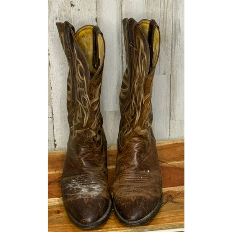 Justin Men's Western Cowboy Boots Brown Leather Size 10.5 D