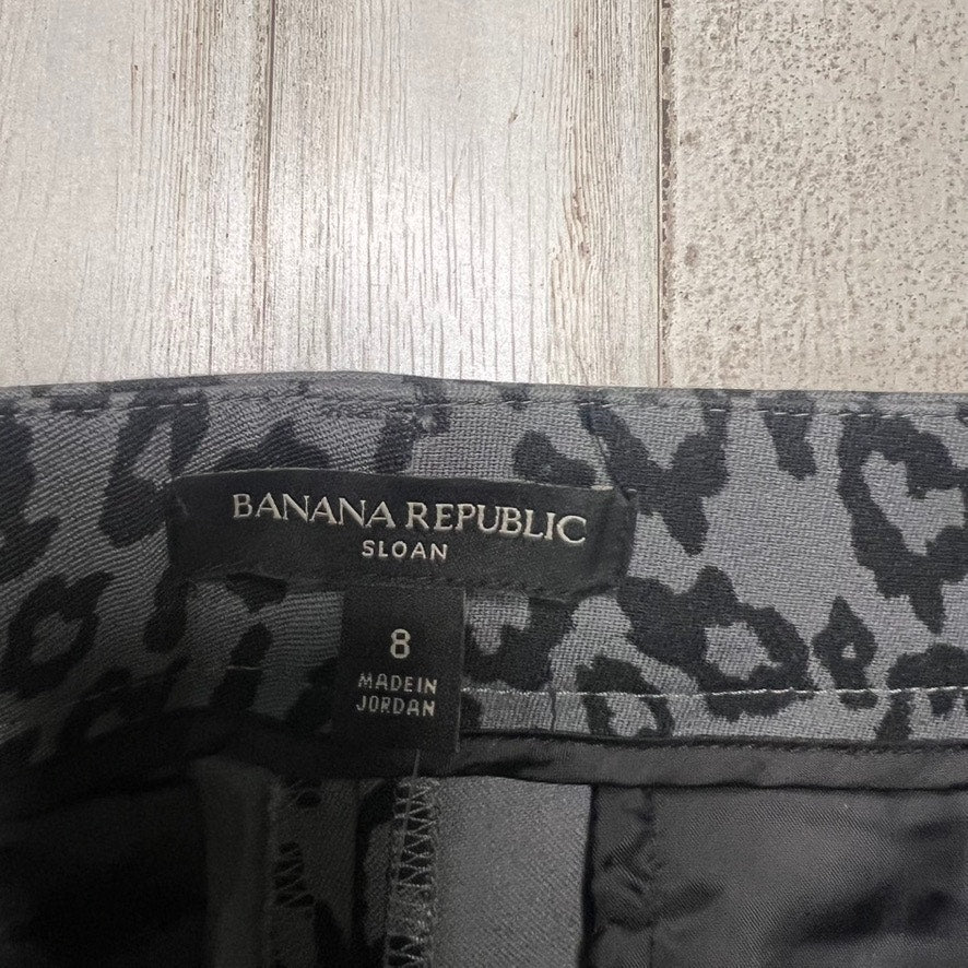 NWT Banana Republic Women's Sloan Leopard Print Pants Size 8 Gray & Black